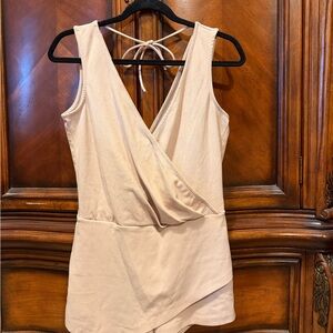 Bebe Beige Sleeveless Wrap Romper super soft size small